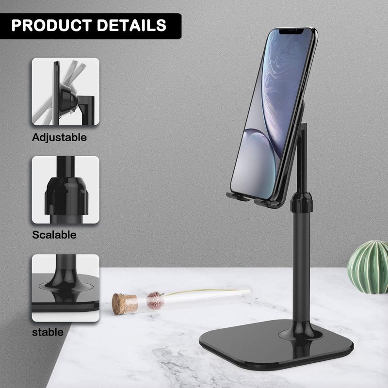 Doboli Cell Phone Stand, Phone Stand for Desk, Phone Holder Stand Compatible with iPhone and All Mobile Phones Tablet, Gifts for Adults Women Men Mom Wife, Black - Image 4