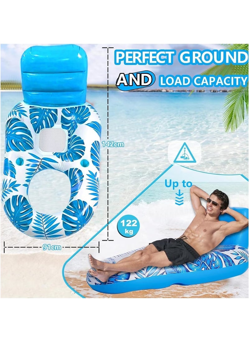 DUSALA Inflatable Floating Water Hammock, PVC, Foldable, Striped, Adult Lounger Chair, Pool Float Bed - Image 4