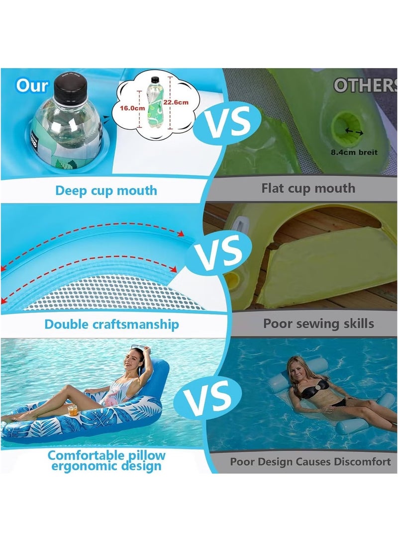 DUSALA Inflatable Floating Water Hammock, PVC, Foldable, Striped, Adult Lounger Chair, Pool Float Bed - Image 5