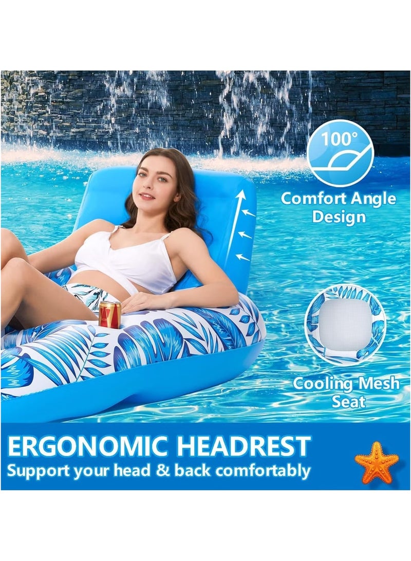 DUSALA Inflatable Floating Water Hammock, PVC, Foldable, Striped, Adult Lounger Chair, Pool Float Bed - Image 2