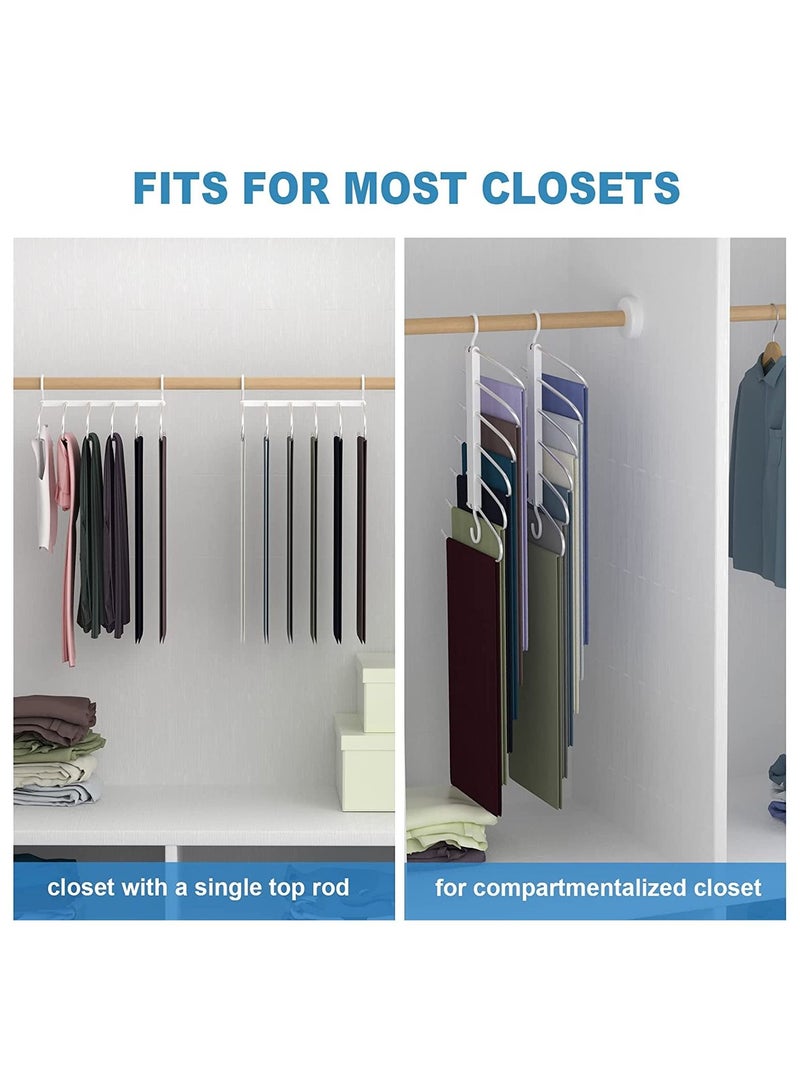 2pcs 6 in 1 Foldable Hangers for Clothes Hanging Multi Layer Multi Purpose Pant Wardrobe Magic Hanger Space Saving Stainless Steel Cloth Trousers Jeans  - Image 2
