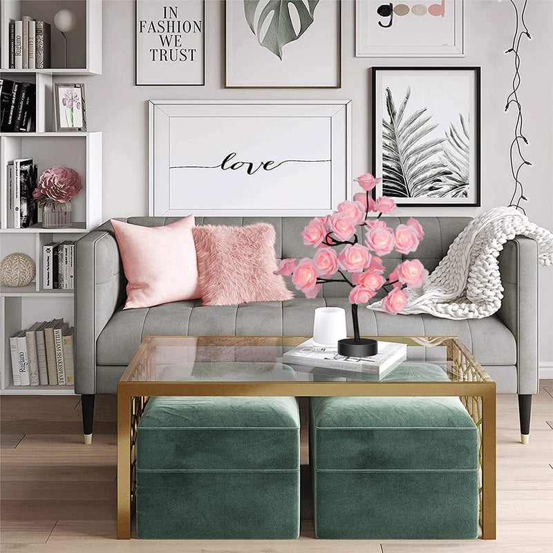 COLORLIFE Birthday Mother's Day Valentine's Day Christmas Gifts for Mom Women Daughter Wife Girlfriend Sister Pink Flower Rose Tree lamp Cute Room Decor for Bedroom Livingroom - Image 4