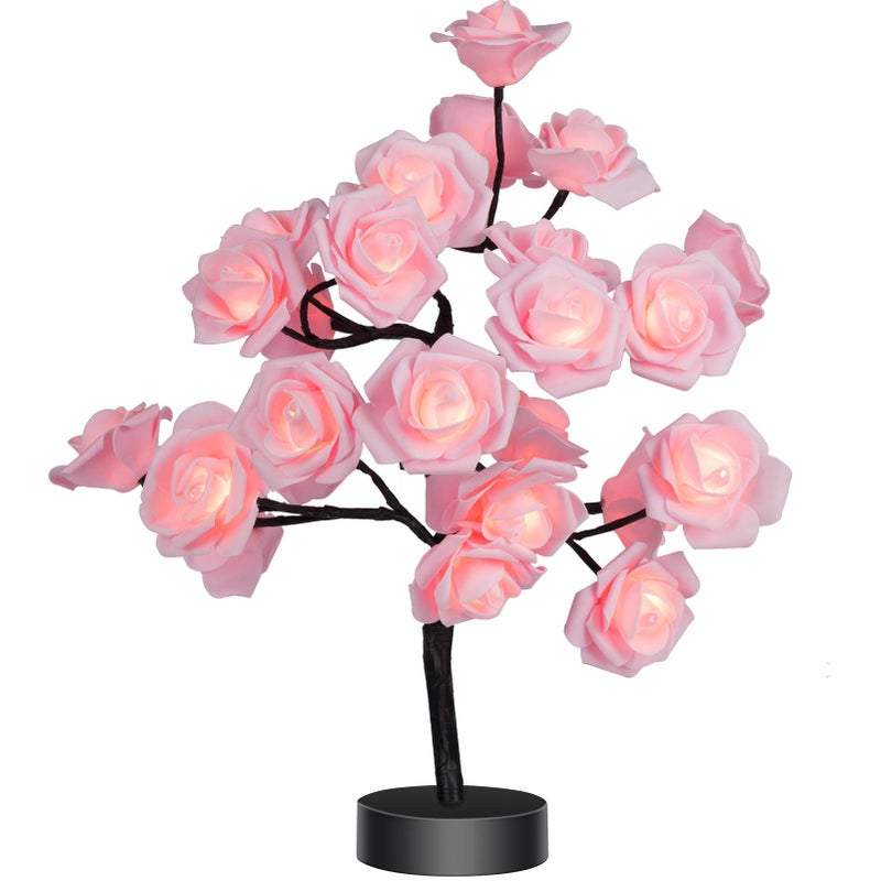 COLORLIFE Birthday Mother's Day Valentine's Day Christmas Gifts for Mom Women Daughter Wife Girlfriend Sister Pink Flower Rose Tree lamp Cute Room Decor for Bedroom Livingroom - Image 1