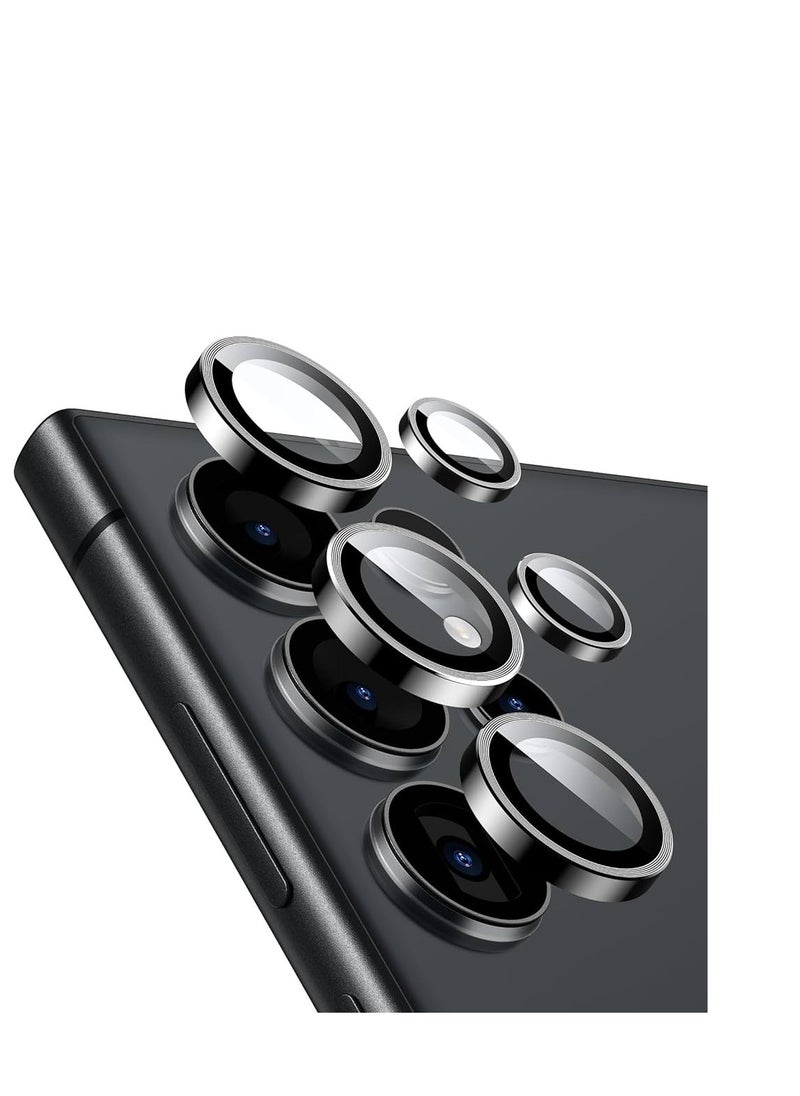 Film for Samsung Galaxy S24 Ultra Camera Lens Protector, 9H Tempered Glass & Ultra-Thin Aluminum Alloy Individual Lens Screen Protective Cover for S24 Ultra 5G 2024, Silver  - Image 2