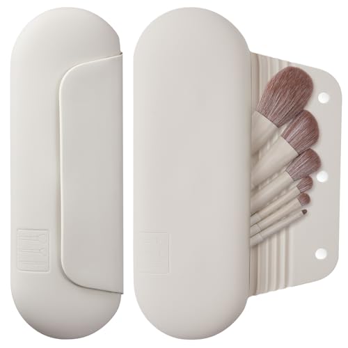 AGIKET Silicone Makeup Brush Holder Travel Cosmetic Bag：Soft Portable Cosmetic Face Brushes Holder with Upgrade Anti-Fall Out Magnetic Closure, Large Travel Makeup Brush Case - Starlight - Image 1