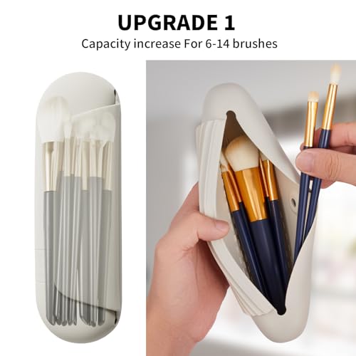 AGIKET Silicone Makeup Brush Holder Travel Cosmetic Bag：Soft Portable Cosmetic Face Brushes Holder with Upgrade Anti-Fall Out Magnetic Closure, Large Travel Makeup Brush Case - Starlight - Image 2