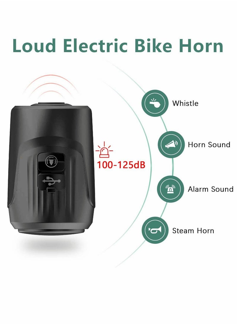 SYOSI Electric Loud Bike Bell with Anti Theft Alarm, Horn 125dB 4 Sound Modes for Adults, Rechargeable Bicycle Waterproof Cycling （Black）  - Image 2