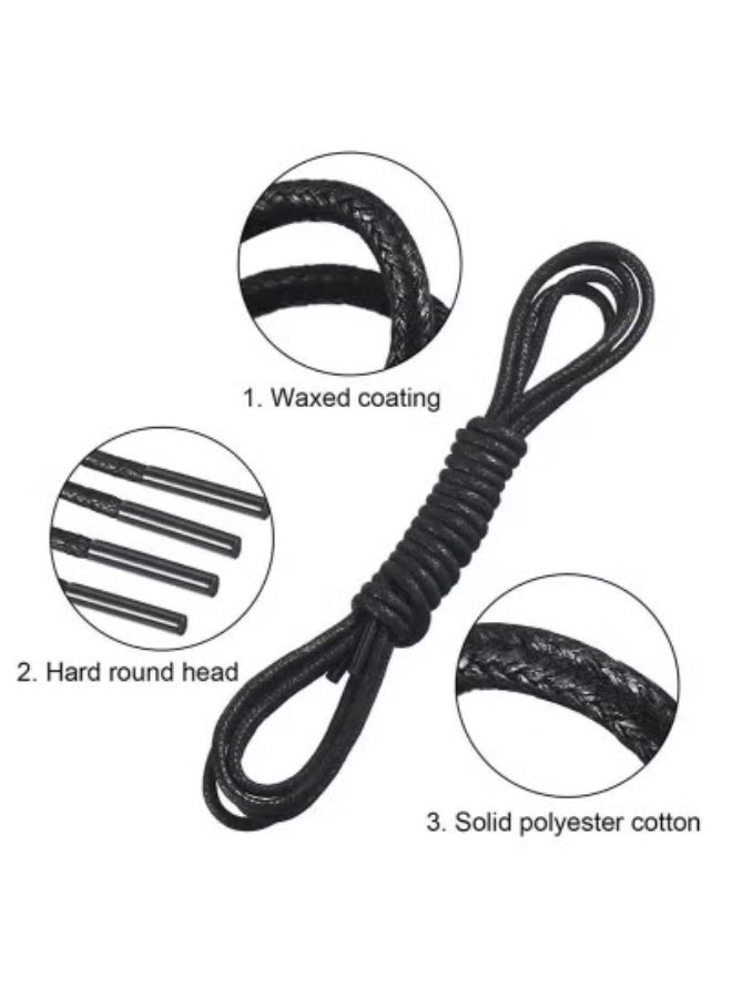 3-Pairs Waxed Round Shoe Laces (Black) - Image 2