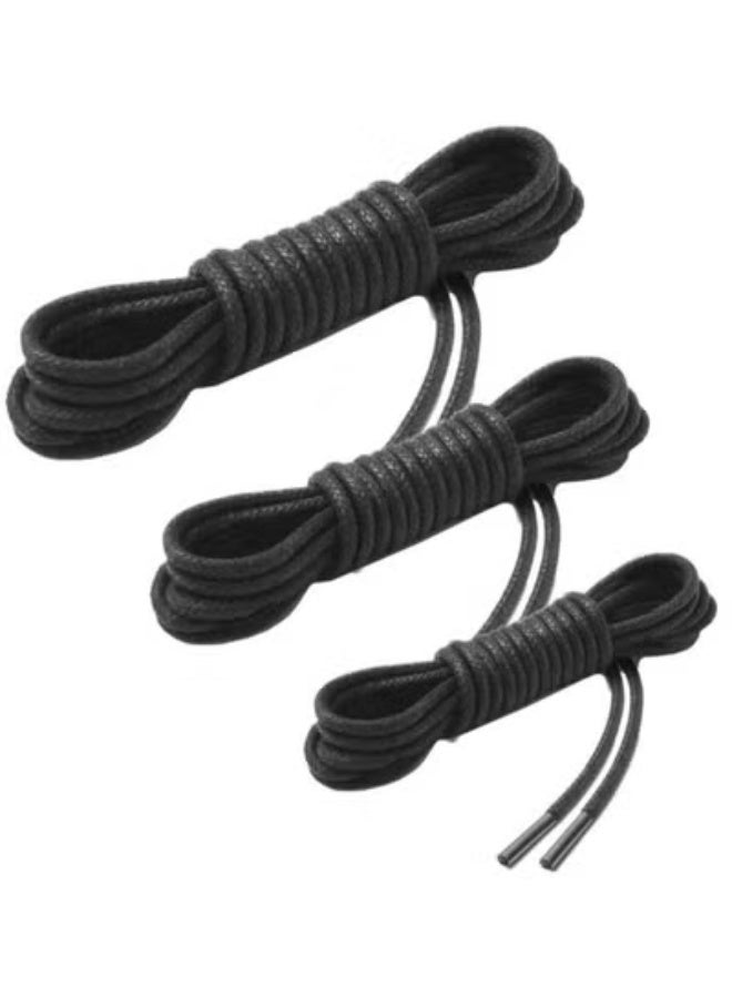 3-Pairs Waxed Round Shoe Laces (Black) - Image 1