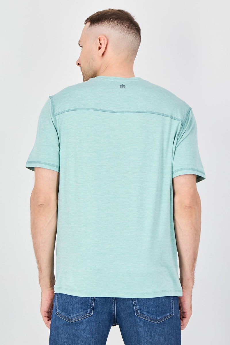 Rainforest Men Crew Neck Short Sleeve Brand Logo T-Shirt, Green - Image 3