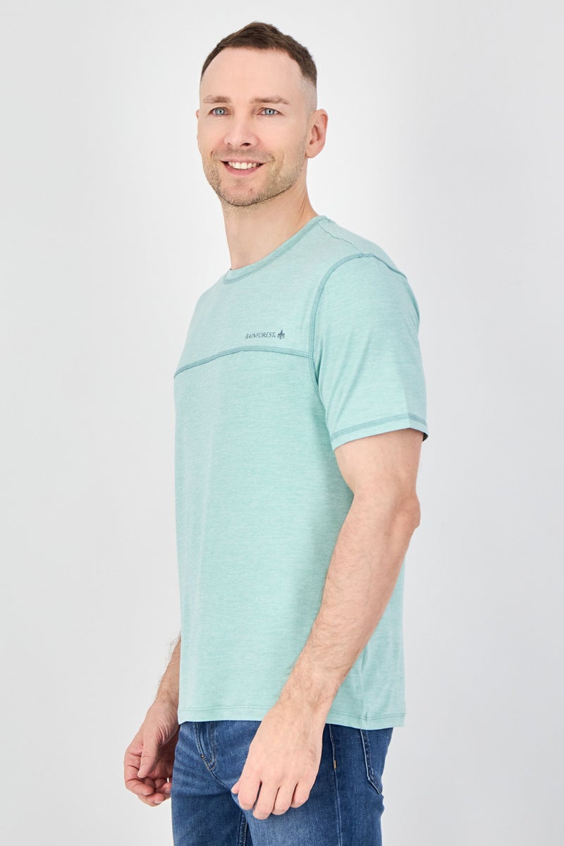 Rainforest Men Crew Neck Short Sleeve Brand Logo T-Shirt, Green - Image 2