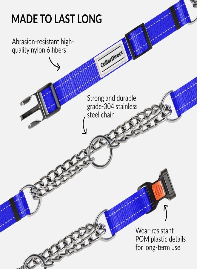 CollarDirect Martingale Dog Collar Heavy Duty Nylon Slip Collars for Small Medium Large Dogs [Stainless Steel Chain and Quick Release Buckle, Reflective, Blue, M, 14"-17"] - Image 4