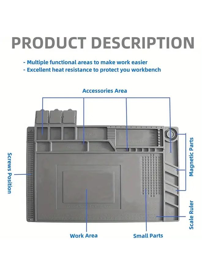 Gray Magnetic Repair Work Mat Silicone Soldering Pad For Electronics Laptop Phone BGA - Image 2