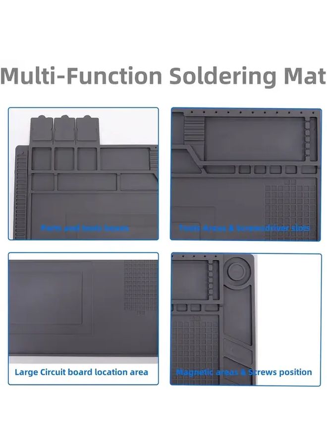 Gray Magnetic Repair Work Mat Silicone Soldering Pad For Electronics Laptop Phone BGA - Image 3