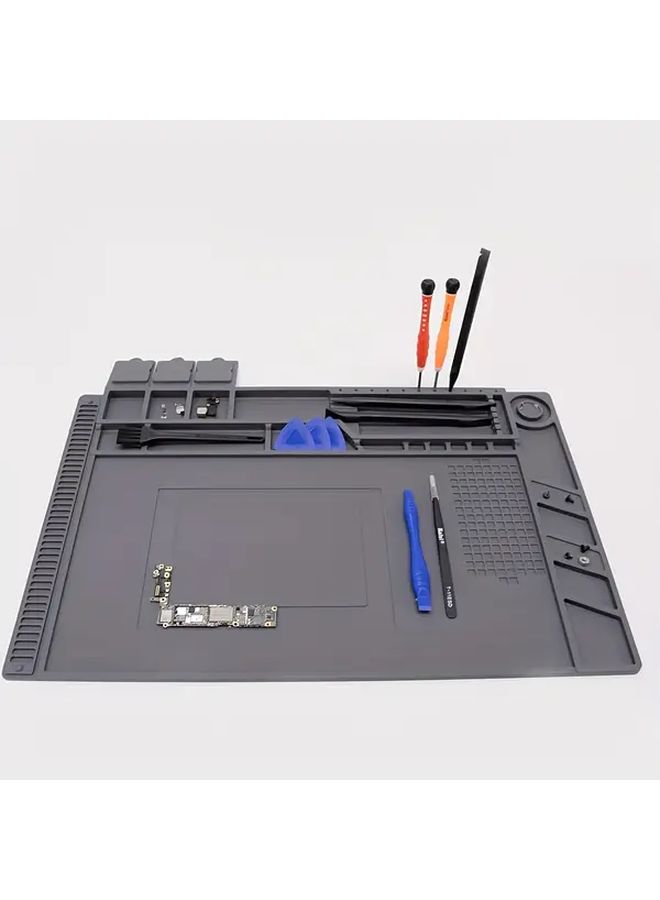 Gray Magnetic Repair Work Mat Silicone Soldering Pad For Electronics Laptop Phone BGA - Image 1
