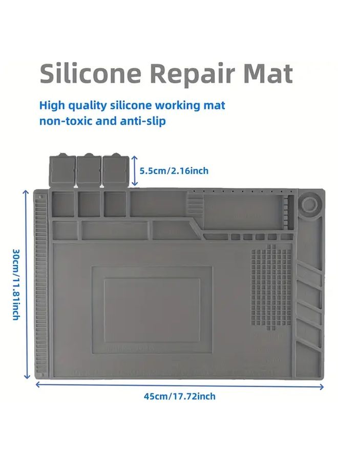 Gray Magnetic Repair Work Mat Silicone Soldering Pad For Electronics Laptop Phone BGA - Image 4