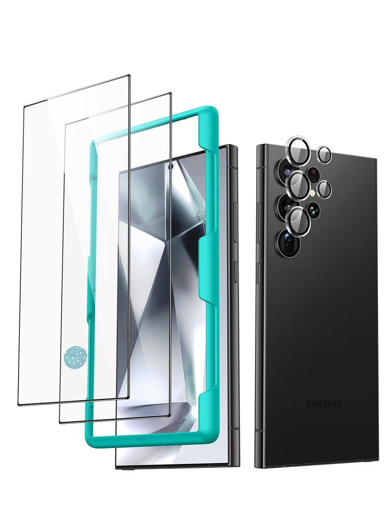 KASTWAVE 3Pack for Samsung Galaxy S24 Ultra Screen Protector Set, Screen Protector Tempered Glass, 2 Tempered Glass Screen Protectors and 1 Set Individual Lens Protectors, 2.5D Curved Edges, Sensor Protection - Image 1