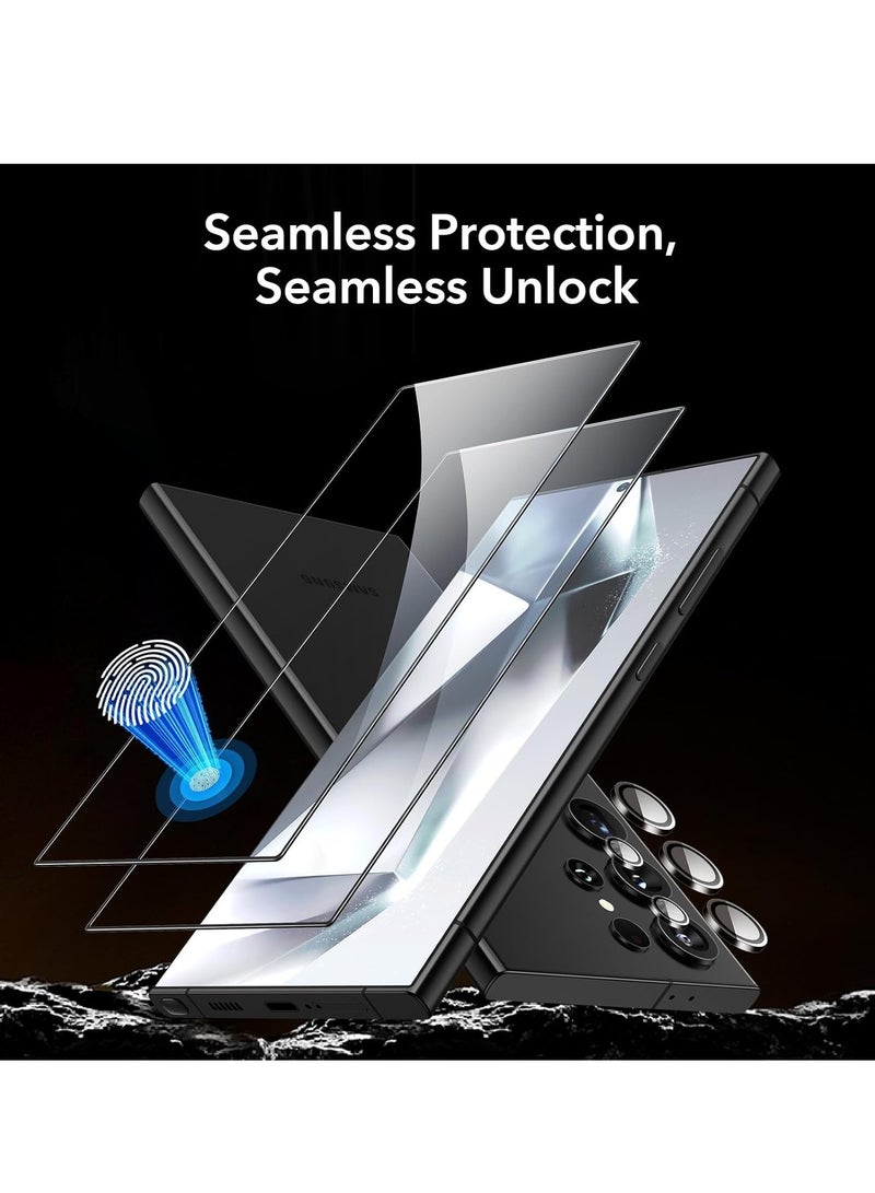 KASTWAVE 3Pack for Samsung Galaxy S24 Ultra Screen Protector Set, Screen Protector Tempered Glass, 2 Tempered Glass Screen Protectors and 1 Set Individual Lens Protectors, 2.5D Curved Edges, Sensor Protection - Image 4