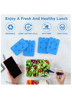 sokany 4 Pcs Ice Packs for Lunch Box, Reusable Ultra Thin Freezer Packs, Long Lasting for Coolers, Cooler Bag for Work, School, Picnic. Keep Food Fresh, Lightweight Design for Easy Carrying (Blue)  - Image 3