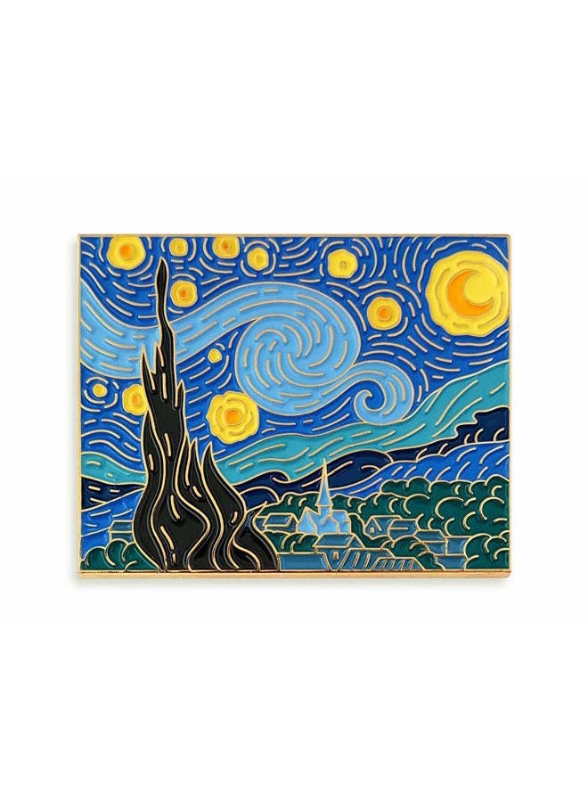 Pinsanity دبوس طلاء إيميل للياقة من لوحة ليلة النجوم لفان جوخ - Image 1