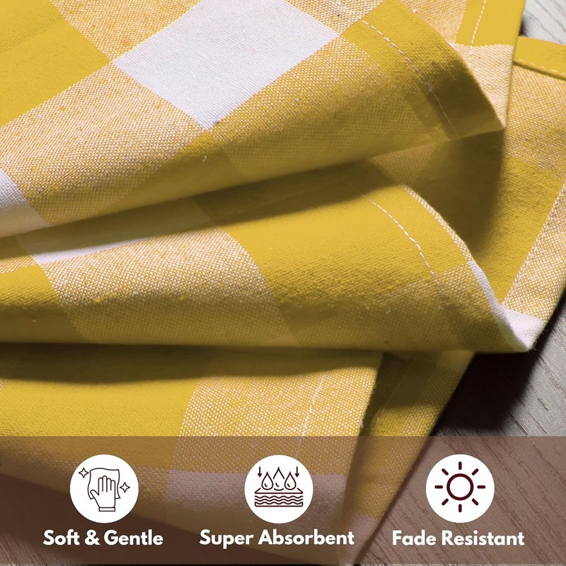Native Fab Set of 4 Buffalo Plaid Cloth Dinner Napkins  100 Cotton  16x16 inches Soft Absorbent Restaurant Hotel Quality  Easy Care Washable Everyday Use  Lemon Yellow - Image 2
