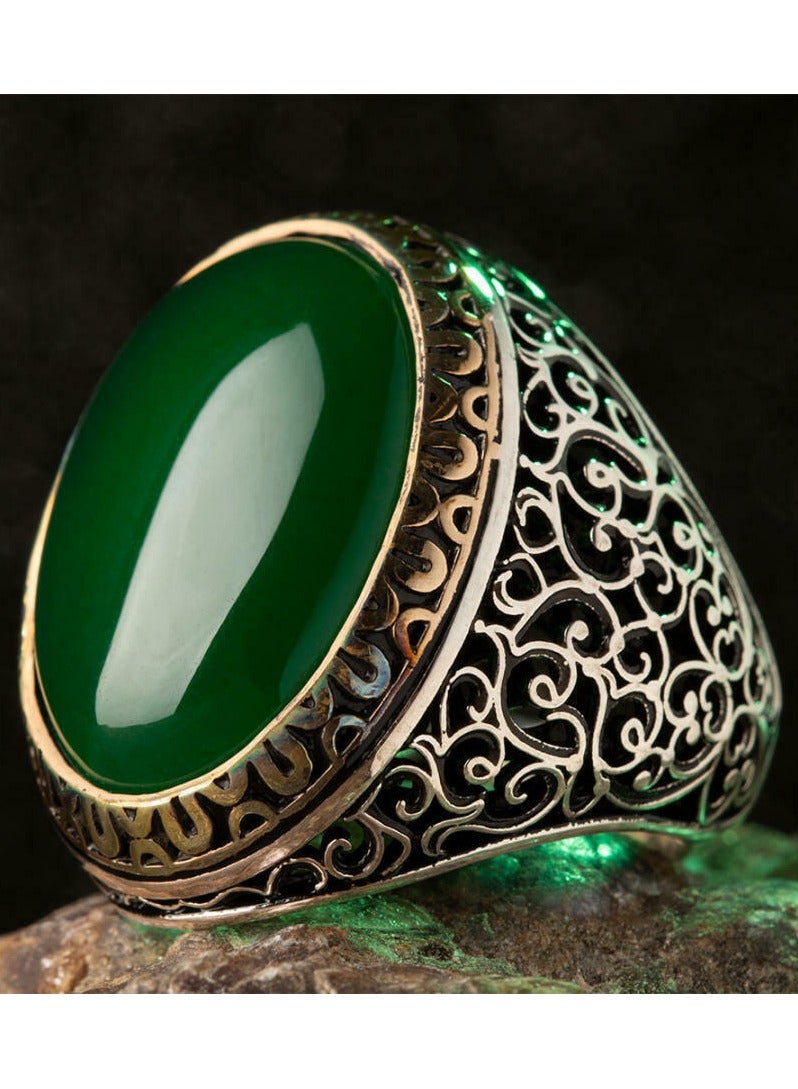 Mark Fairwhale خاتم تركواز مزدوج اللون مطلي كهربائياً للرجال بتصميم ريترو جديد