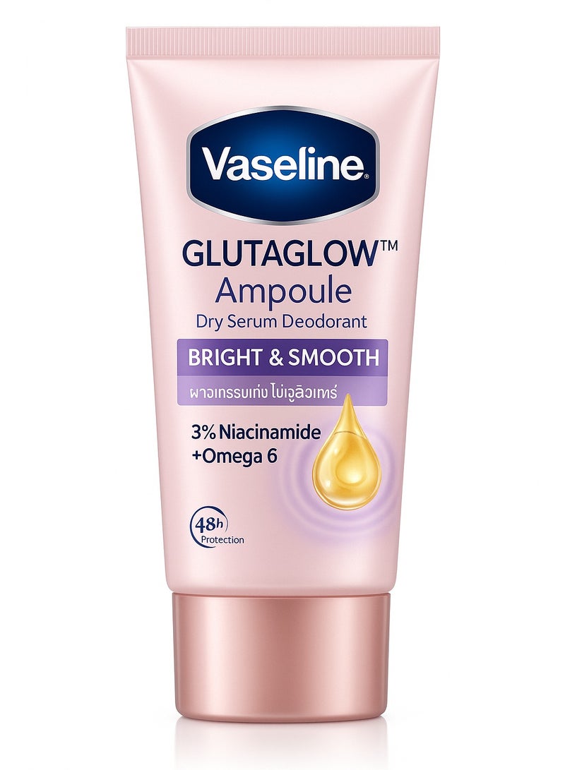 Vaseline GlutaGlow Bright & Smooth Dry Serum Deodorant – With 3% Niacinamide + Omega 6, Underarm Softening & 48H Odour Protection, 45ml