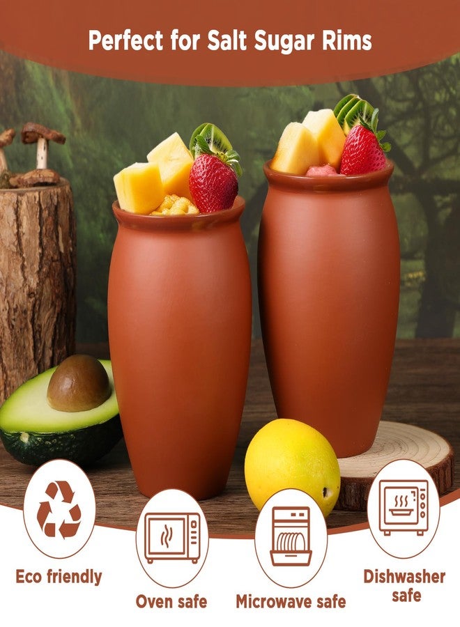 JOUTYFOR 6 قطع 12 أونصة Cantaritos De Barro Mexicanos Cantaritos Shooters Taco Tuesday كأس الطين المكسيكي أكواب كوكتيل لتيكيلا مارغريتاس موجيتوس تازا - Image 5