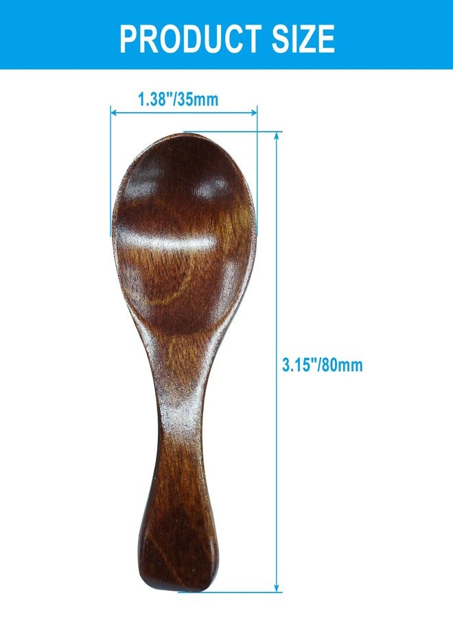 Litoexpe 6 Pcs Mini Wooden Spoons, Little Wooden Round Soup Spoons for Home Kitchen Cooking Coffee Soup Tea Salt (Log color) (Dark wood) - Image 2