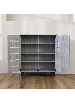DANUBE HOME Ricky Shoe Rack Cabinet 14 Pairs 2 Door 3 Shelves Shoe Storage Organizer For Entryway Grey Oak 76x33x86 cm  - Image 5