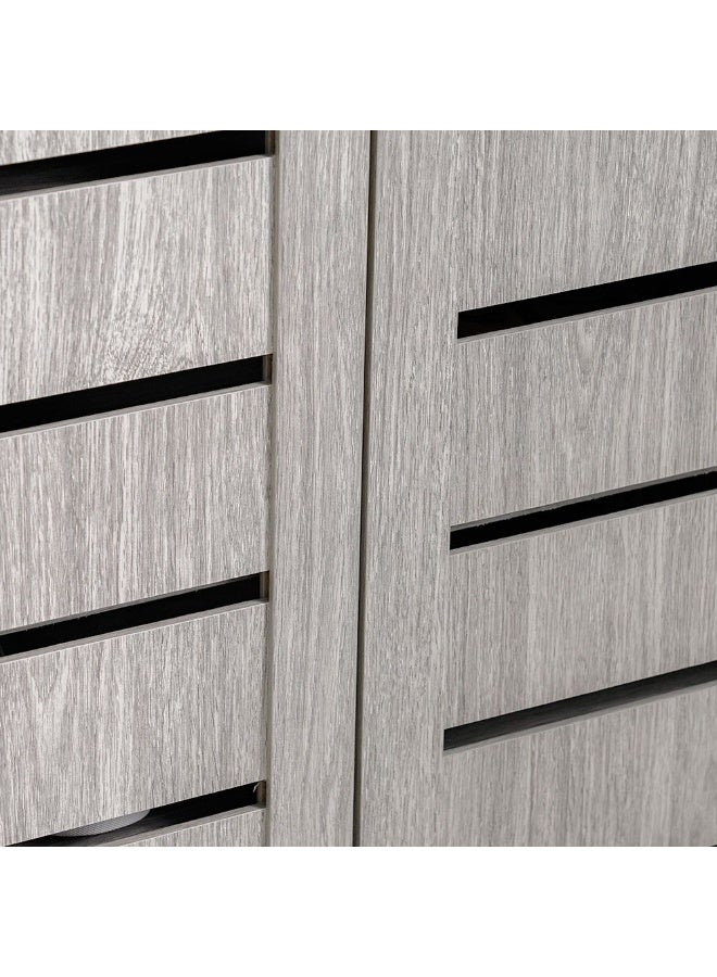 DANUBE HOME Ricky Shoe Rack Cabinet 14 Pairs 2 Door 3 Shelves Shoe Storage Organizer For Entryway Grey Oak 76x33x86 cm - Image 4