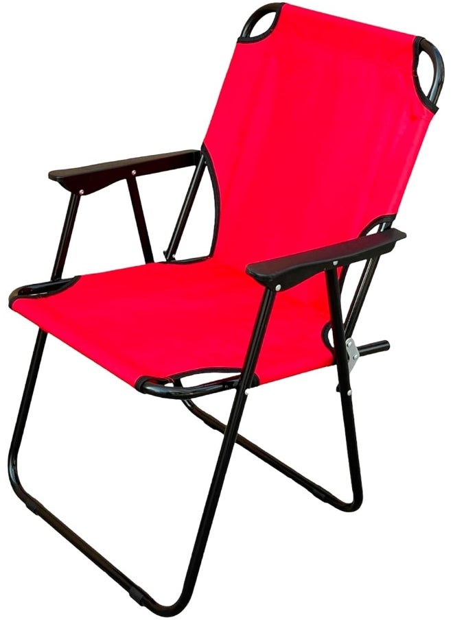 GO2CAMPS Foldable Camping Chair With Hand Rest For Kids | Outdoor Collapsable Chair As Fishing Chair Or Festival Picnic Chair | Kids Camping Chair Lightweight And Durable For Outdoor Activities (Red) 