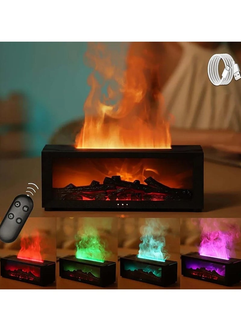 Generic - Fireplace Aroma Diffuser with LED, Fireplace Essential Oil Diffuser, 7-Colour Light Flame Effect Fireplace Aroma Diffuser with Remote Control, Waterless Automatic Switch-Off (Fireplace) - Image 1