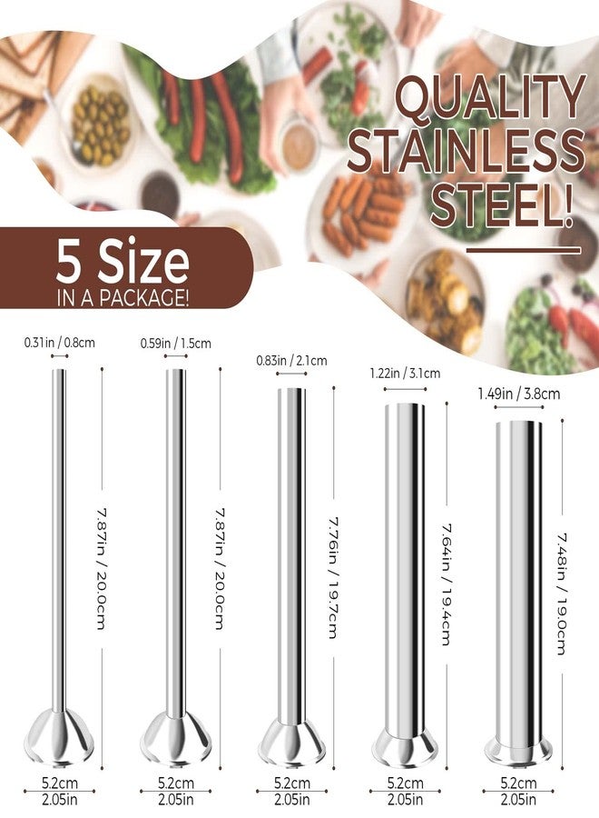 Wutfly 5 Sizes Stainless Steel Sausage Stuffing Tubes and Sausage Stuffer Funnels for #5 Sausage Stuffers (5 Size) - Image 2