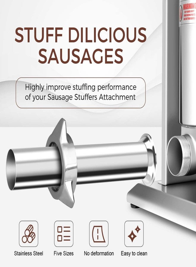 Wutfly 5 Sizes Stainless Steel Sausage Stuffing Tubes and Sausage Stuffer Funnels for #5 Sausage Stuffers (5 Size) - Image 4
