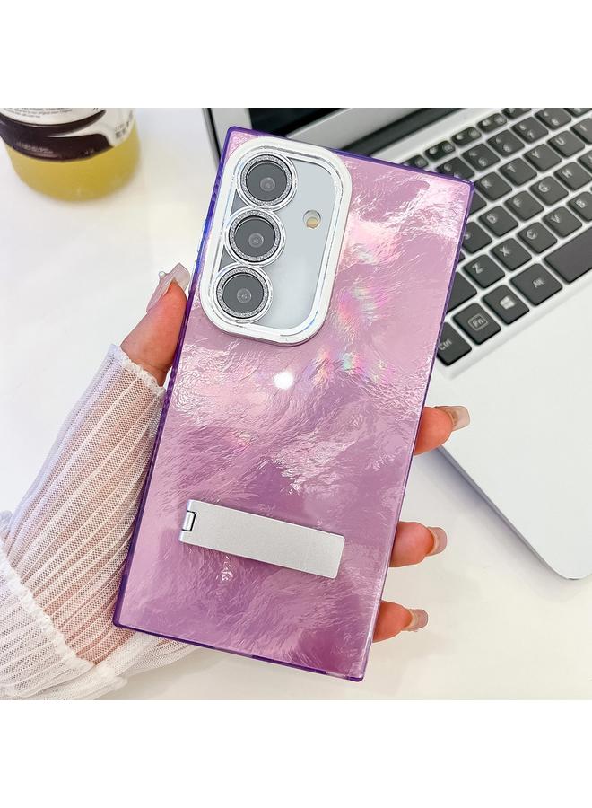 S-TOP Case For Samsung Galaxy A15 5G Plating Glitter Texture Fold Holder TPU Phone Case with Lens Film - Image 1