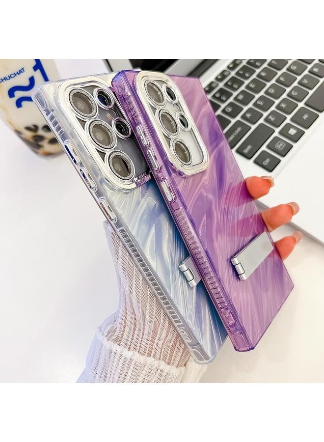 S-TOP Case For Samsung Galaxy A15 5G Plating Glitter Texture Fold Holder TPU Phone Case with Lens Film - Image 4