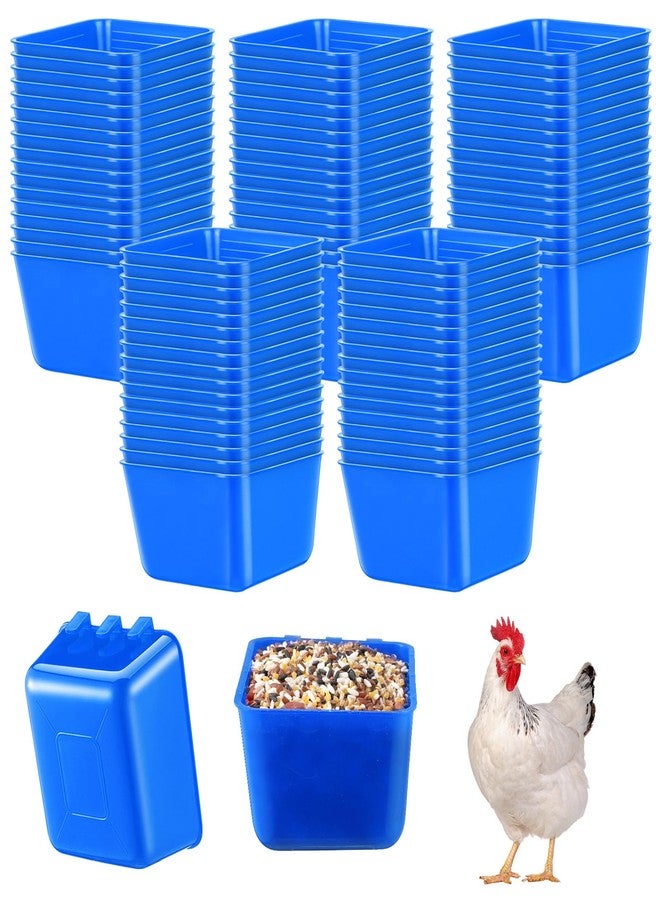 Maxdot 50 Pcs Cage Cups Chicken Feeder Cups 16 oz Hanging Bird Food Water Bowl Bunny Cage Feeding Dish for Pet Parrot Rooster Parakeet Poultry Pigeon(Blue) - Image 1