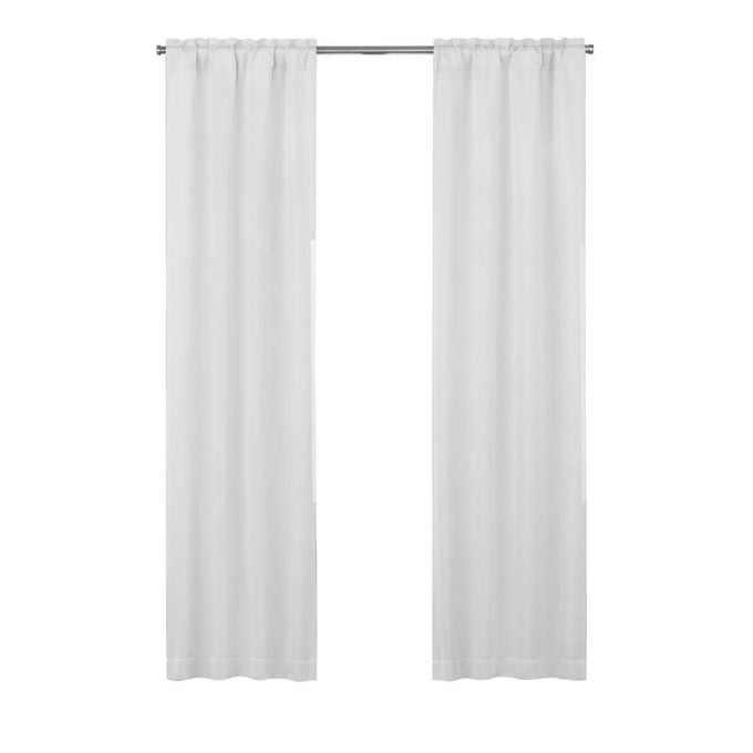 SOLID MINIMALIST BLACKOUT THERMAL LINER FOR WINDOW CURTAINS WITH DRAPERY HOOKS 2 PANELS 27 X 60 WHITE