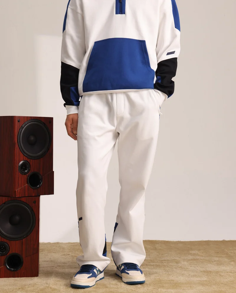 رير رابِت Rare Rabbit Men Armon-2 White Cotton Drawstring Closure Printed Track Pant