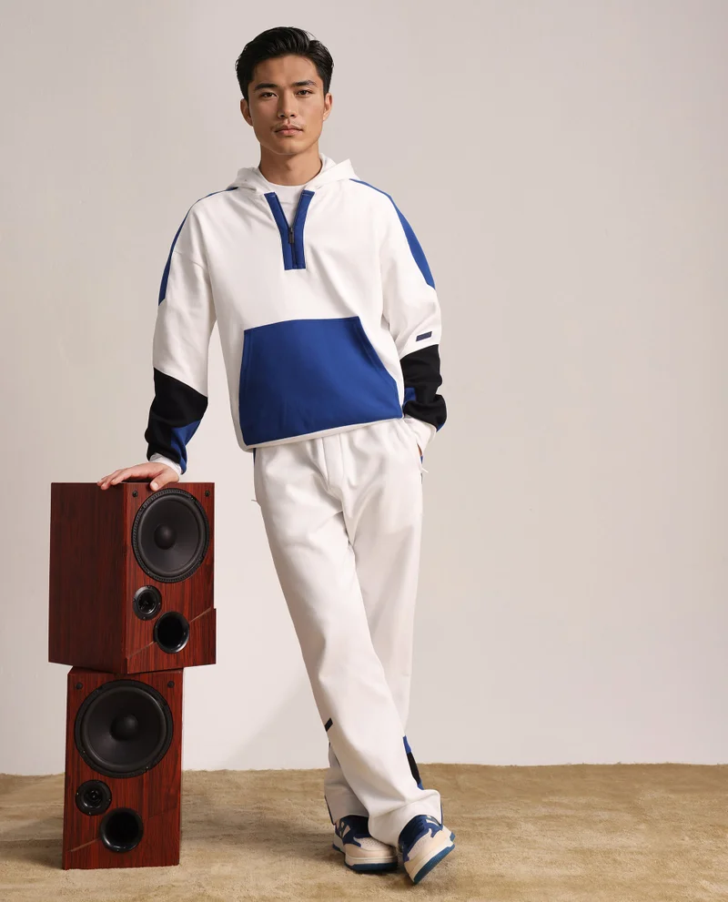 رير رابِت Rare Rabbit Men Armon-2 White Cotton Drawstring Closure Printed Track Pant