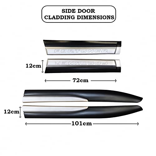 AUTOXYGEN Side Protective Door Cladding/Door Beading Black and Silver for Fortuner - Image 3