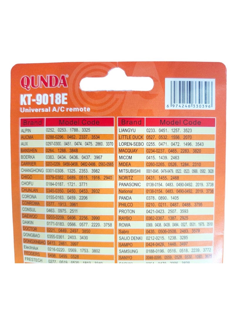 Qunda KT-9018E Universal Split Air Conditioner Remote Control - Image 5