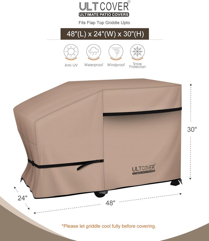 ULTCOVER 600D Outdoor Waterproof Griddle Cover for Blackstone Halo LoCo Cookers Nexgrill Weber 28 inch Single Side Shelf Flap Top Grill with Hood - Image 2