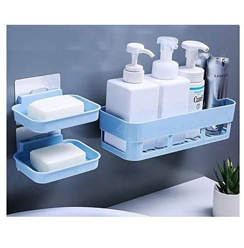 A to Z Enterprise Bathroom Shelf for Wall, Self-Adhesive Bathroom Organiser with Towel Holder, Ideal Bathroom Accessories for Efficient Space (6 Bathroom Shelves+ 2 Shop Dish)  - Image 2