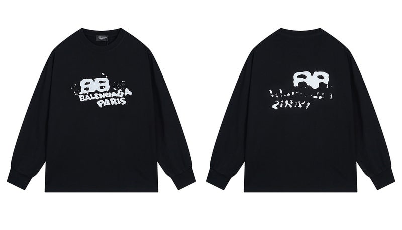 Paris High Version B Family T-Shirt 25S Spring and Summer New Heavyweight Pure Cotton Round Neck Long-Sleeved t Casual Versatile Same Style for Men and Women - Image 2