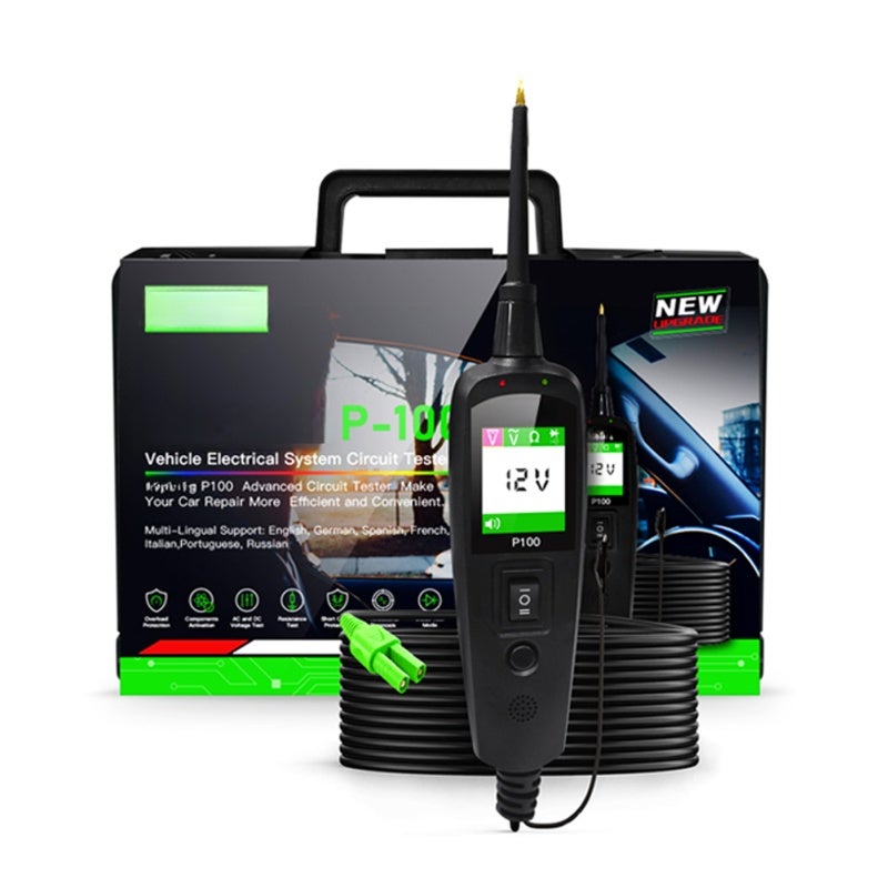 Electrical Circuit Tester 12V/24V Black: Large TFT Color Screen - 7 Languages Support Handheld Portable Electrical Circuit Tester for Car Truck Motorbike Auto Repair Shops Home Maintenance - Image 1