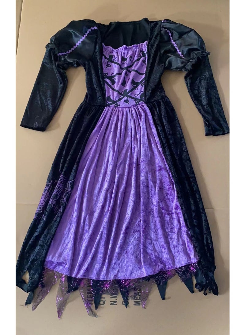 NIBEMINENT Halloween children's magic witch dress, puffy skirt, witch performance dress and dress - Image 1