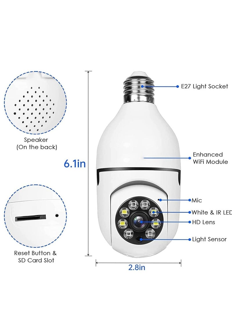(7-Pack) 360° WiFi Light Bulb Cameras – 1080P Wireless Outdoor Security Cameras with Color Night Vision & Motion Detection - Image 2