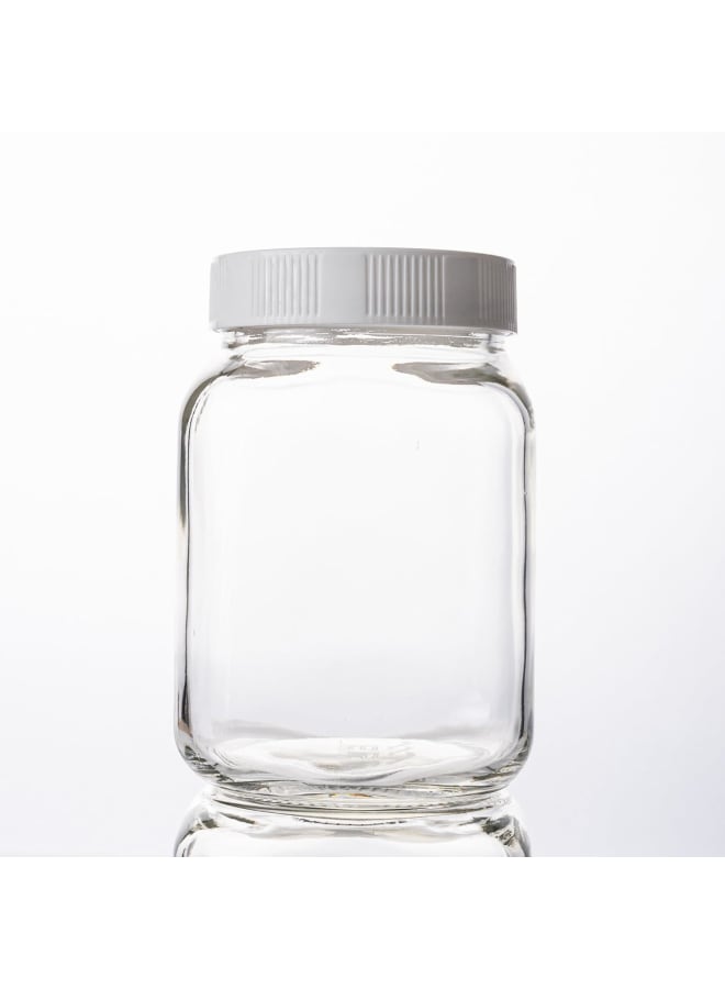 Zinnia Jar With Plastic Lid, 850 Ml Capacity, White